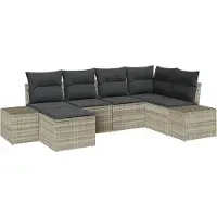 Syfax Ensemble de canapé de jardin 6 pcs Gris clair polyrotin