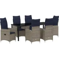 Syfax Ensemble de salle à manger pour jardin 7 pcs Noir polyrotin