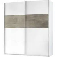 Dmora Ainu - Armoire 2 Portes, 180x200h cm Blanc, 2 Étagères