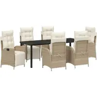 Syfax Ensemble de salle à manger pour jardin 7 pcs Beige polyrotin