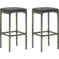 Prolenta Maison Exclusive - Tabourets de bar avec coussins (lot de 2) en rotin synthétique gris