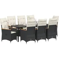 Syfax Ensemble de salle à manger pour jardin 9 pcs Noir polyrotin