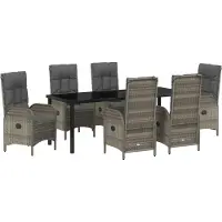 Syfax Ensemble de salle à manger pour jardin 7 pcs Gris polyrotin