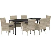 Syfax Ensemble de salle à manger pour jardin 7 pcs Gris clair