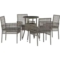 Syfax Ensemble de salle à manger pour jardin 5 pcs Gris polyrotin