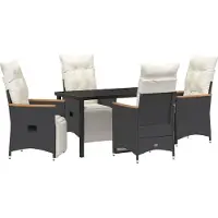 Syfax Ensemble de salle à manger pour jardin 5 pcs Noir polyrotin