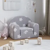 Prolenta Maison Exclusive - Canapé-lit pour enfants, gris clair, motifs étoiles, tissu doux et pelucheux