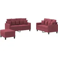 vidaXL Ensemble de canapés 3 pièces avec coussins vin rouge Tissu