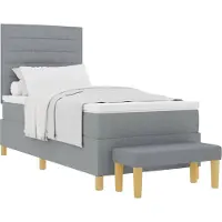 vidaXL Lit boxspring avec tête de lit, gris clair, 200 x 100 cm, tissu