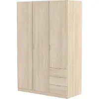 CALICOSY Armoire Nina 3 Portes Et 3 Tiroirs L121 X H180 Cm - Bois Clair