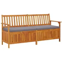The Living Store Banc coffre avec coussin 170 cm bois massif acacia