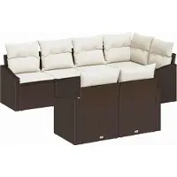 Syfax Ensemble de Canapés 7 pc Marron polyrotin