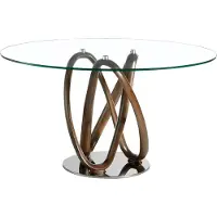 ANGEL CERDA SL Angel Cerdá table à manger ronde en verre trempé en bois couleur noyer 1021-Ø130