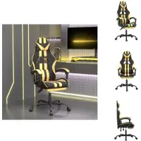 vidaXL Chaise de jeu avec repose-pieds Noir et Or Similicuir - Fauteuil de jeu