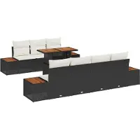 Syfax Ensemble de canapé de jardin 8 pcs Noir Poly rotin