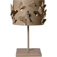 ARTI & MESTIERI Lampe Farfallosa 20X20X37,2 Cm Fer Perforé, Papillons Relief, Effet Lumineux Décoratif, E27, Italy Beige