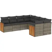 vidaXL Ensemble de jardin canapé 8 pièces avec coussins Gris Poly rotin