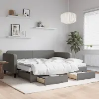 Prolenta Maison Exclusive - Canapé-lit convertible avec tiroirs, gris foncé, 90 x 200 cm, tissu