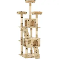 Syfax Arbre à chat et griffoirs en sisal 170 cm Beige Motif de pattes