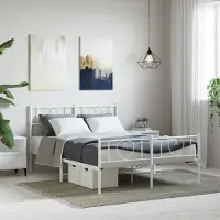 Prolenta Maison Exclusive - Cadre de lit avec tête et pied de lit en métal blanc 140x200 cm