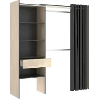 Dmora Arim - Grande Garde-robe, 160x205h cm Chêne Brun, Portemanteau
