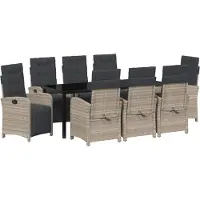 Syfax Ensemble de salle à manger pour jardin 9 pcs Gris clair