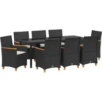 Syfax Ensemble de salle à manger pour jardin 9 pcs Noir polyrotin