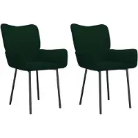 Syfax Chaises à manger lot de 2 Vert foncé Velours
