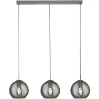 Halay Suspension à 3 flammes nickel mat avec verre fumé