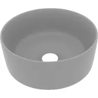 Syfax Lavabo rond de luxe Gris clair mat 40x15 cm Céramique