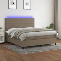 Prolenta Maison Exclusive - Sommier à lattes de lit et matelas et LED Taupe 180x200cm Tissu