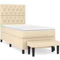 vidaXL Lit boxspring avec matelas Crème 80x200 cm Tissu