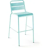 Oviala Chaise haute de jardin en métal turquoise - Palavas