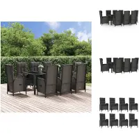 vidaXL Ensemble de jardin 9 pièces avec coussins noir et gris Poly rotin - Ensemble de meubles de jardin