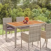 Prolenta Maison Exclusive - Table de jardin avec plateau en bois gris 150 x 90 x 75 cm en rotin synthétique