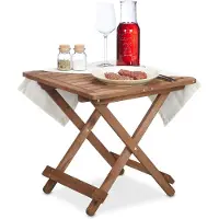 Relaxdays Table pliante en bois , pour le salon, le balcon et la terrasse, portable, stable, table d'appoint : 50 x 50 x 50 cm, marron