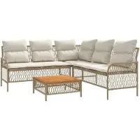 vidaXL Ensemble de salon de jardin 2 pièces avec coussins Beige Poly Rattan