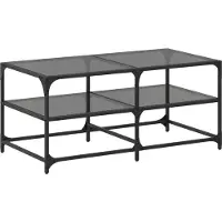 Syfax Table basse avec dessus en verre noir 98,5x50x45 cm acier