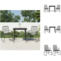 vidaXL Ensemble de jardin 3 pièces noir PVC Rotin - Ensemble de meubles de jardin