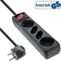 InLine 16441S Multiprise, 4x, 2x contact de protection + 2x Euro, avec interrupteur, 1,5m, noir