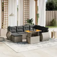 Prolenta Maison Exclusive - Salon de jardin 8 pcs avec coussins gris résine tressée