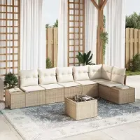 Prolenta Maison Exclusive - Ensemble canapé de jardin avec coffre Beige et crème Poly-rotin