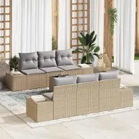 Prolenta Maison Exclusive - Ensemble de canapé 7 pièces, beige [Matériau synthétique] : Rotin synthétique