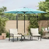 Prolenta Maison Exclusive - Parasol avec mât en acier, couleur bleu, dimensions 288x288x225 cm