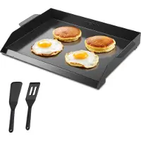 Vevor Poêle à griller en acier carbone, poêle à griller rectangulaire universelle (502 x 370 mm) pour griller du teppanyaki, cuiseur à domicile portable avec poignée