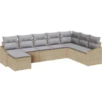Syfax Ensemble de Canapés avec coussin 8 pcs Beige polyrotin