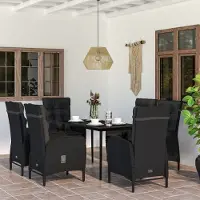 Prolenta Maison Exclusive - Ensemble de salon de jardin 7 pièces avec coussins noirs