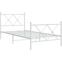 Syfax Cadre de lit métal sans matelas avec pied de lit blanc 90x200cm