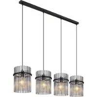Globo Suspension noire Gorley avec verre fumé 4 lumières