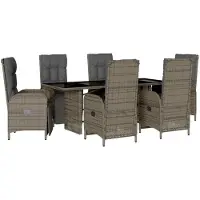 Syfax Ensemble à manger de jardin et coussins 7 pcs gris rotin